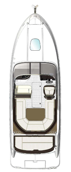 Sea Ray Sun Sport 250 Skizzierung einer Obenansicht